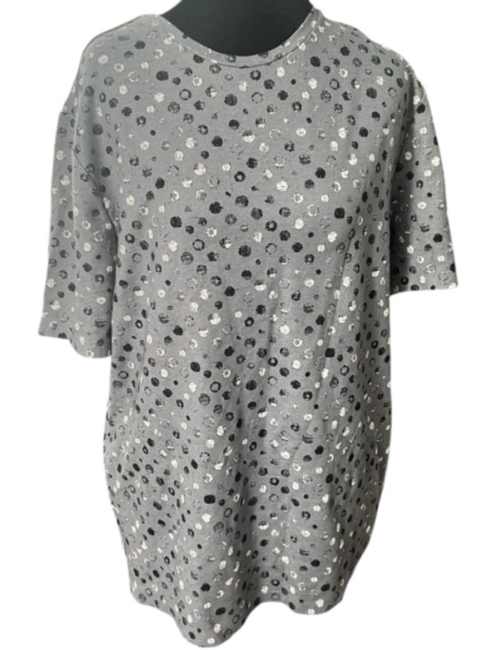 EXPRESS Gray Polka Dot Short Sleeve Tee women’s  L